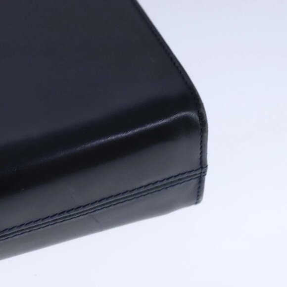 Salvatore Ferragamo Gancini Chain Shoulder Bag Leather Navy Gold Auth 105376 - Picture 5 of 16